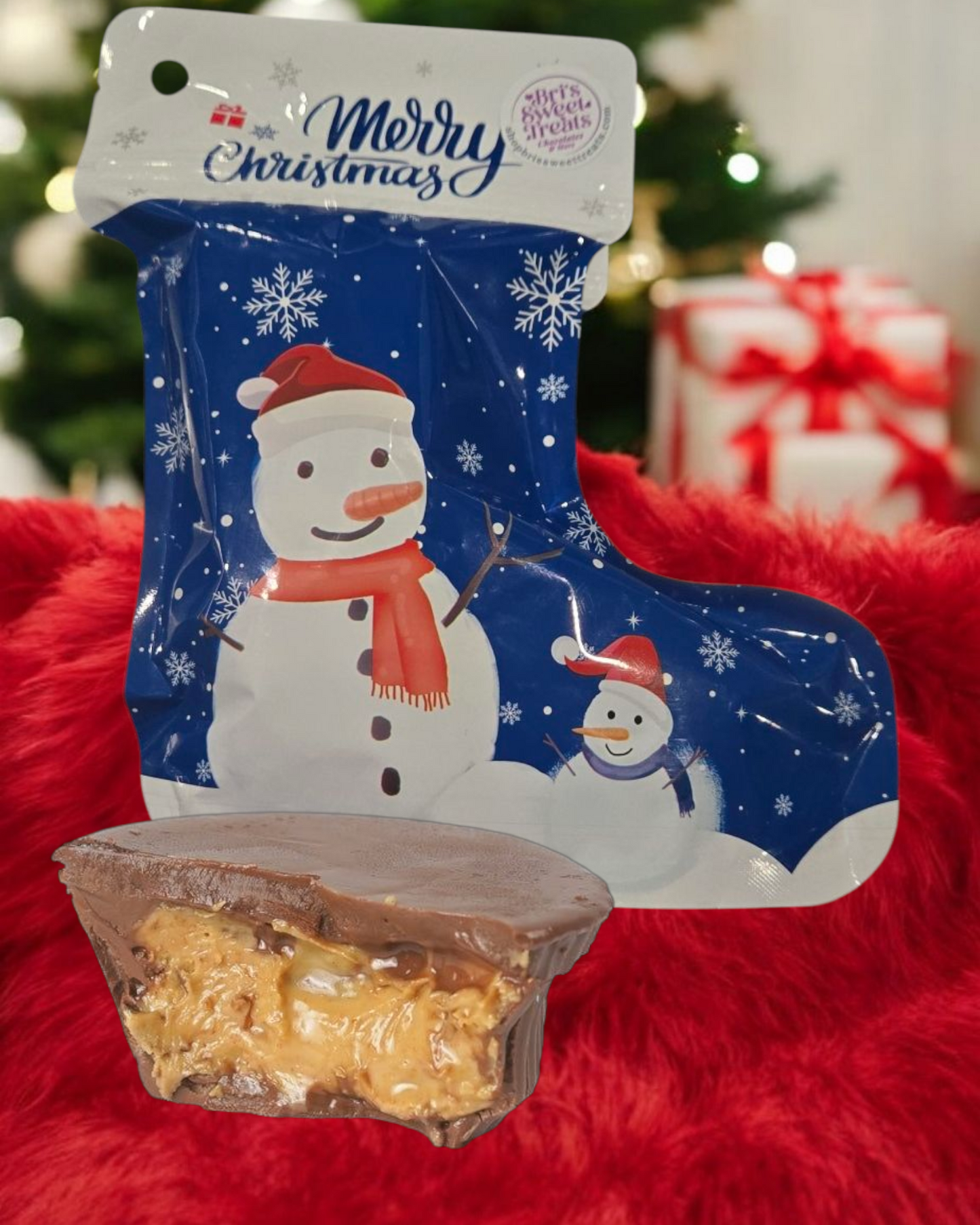 Giant PB Cup Holiday Stocking – 3 Giant Gourmet Peanut Butter Cups